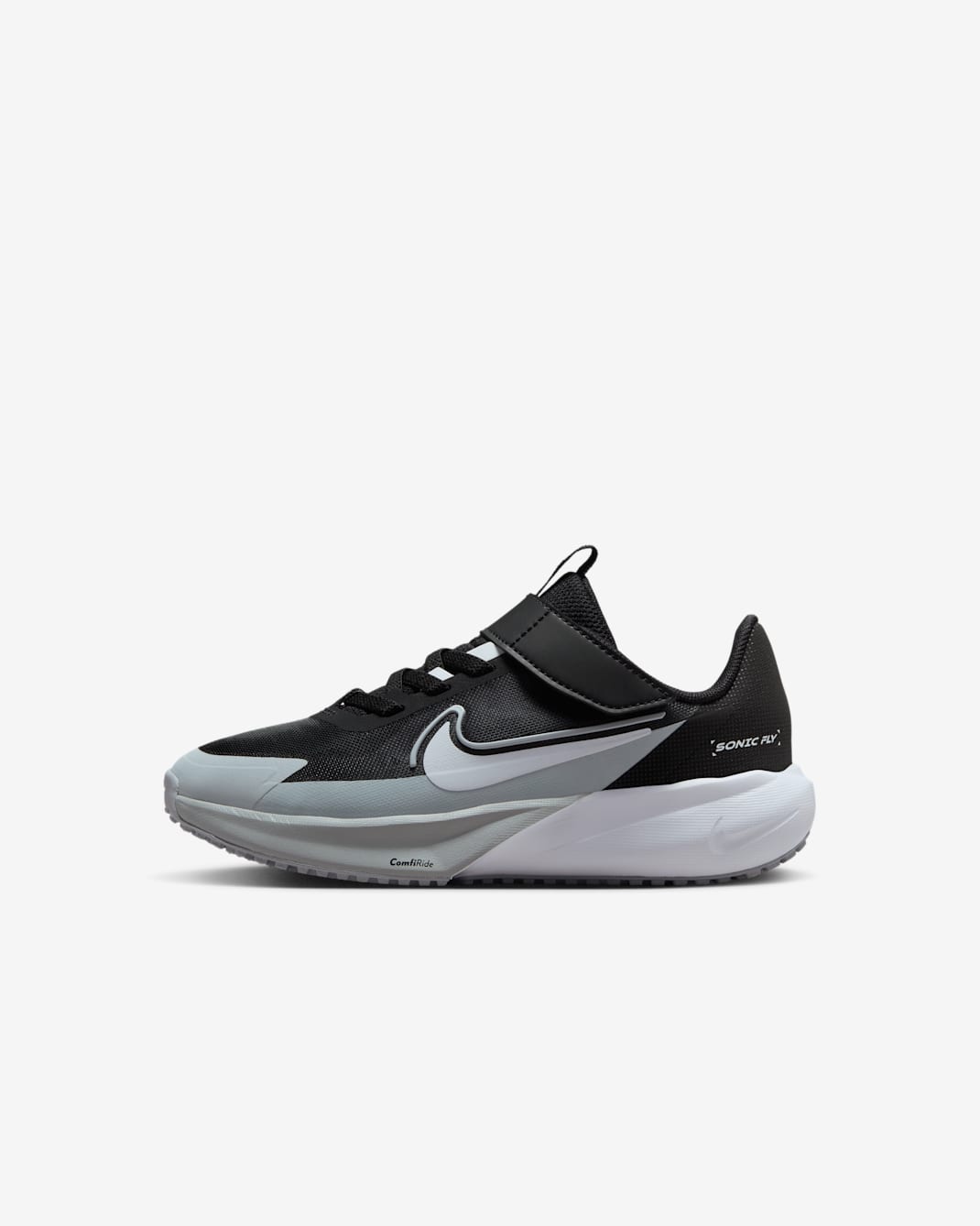 Tenis de correr para niños de preescolar Nike Sonic Fly - Negro/Gris lobo/Blanco