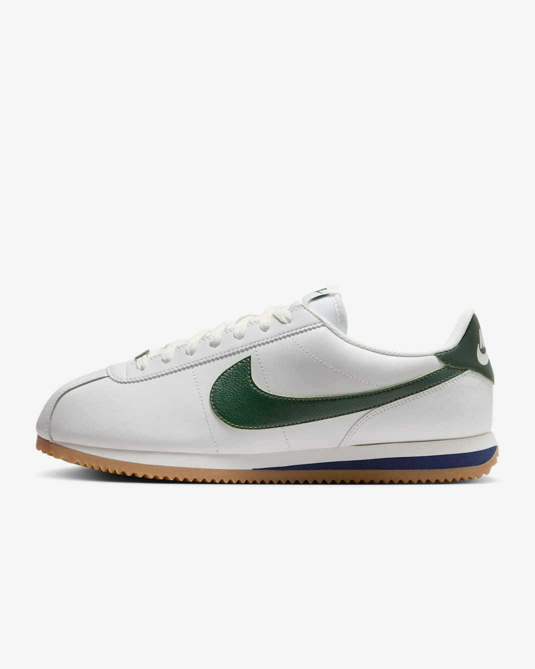 Tenis para hombre Nike Cortez Leather - Blanco cumbre/Azul marino medianoche/Plata metalizado/Abeto