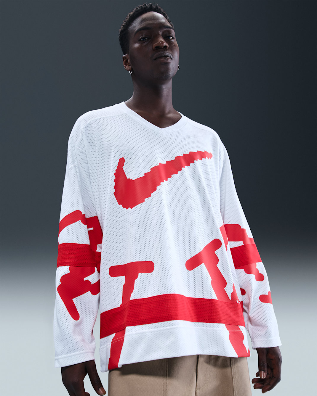 Jersey de hockey para hombre Nike Sportswear Club - Blanco/Rojo universitario/Rojo universitario