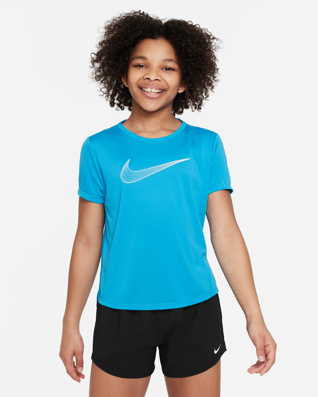 Nike One Older Kids' (Girls') Dri-FIT Short-Sleeve Training Top - Laser Blue/White