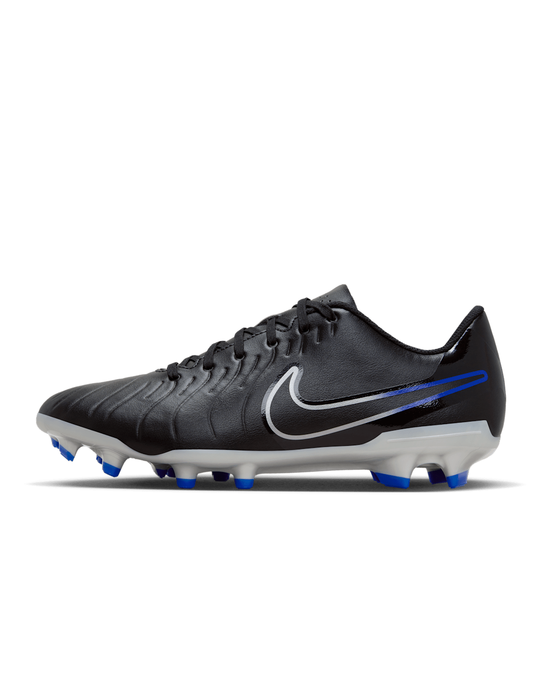 รองเท้าสตั๊ดฟุตบอลไม่หุ้มข้อสำหรับหลายพื้นผิว Nike Tiempo Legend 10 Club - ดำ/Hyper Royal/Chrome