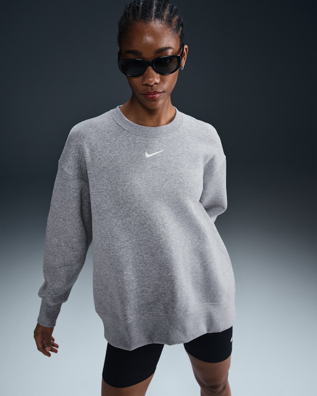 Nike Sportswear Phoenix Fleece Women's Oversized Crew-Neck Sweatshirt - Dark Grey Heather/Sail