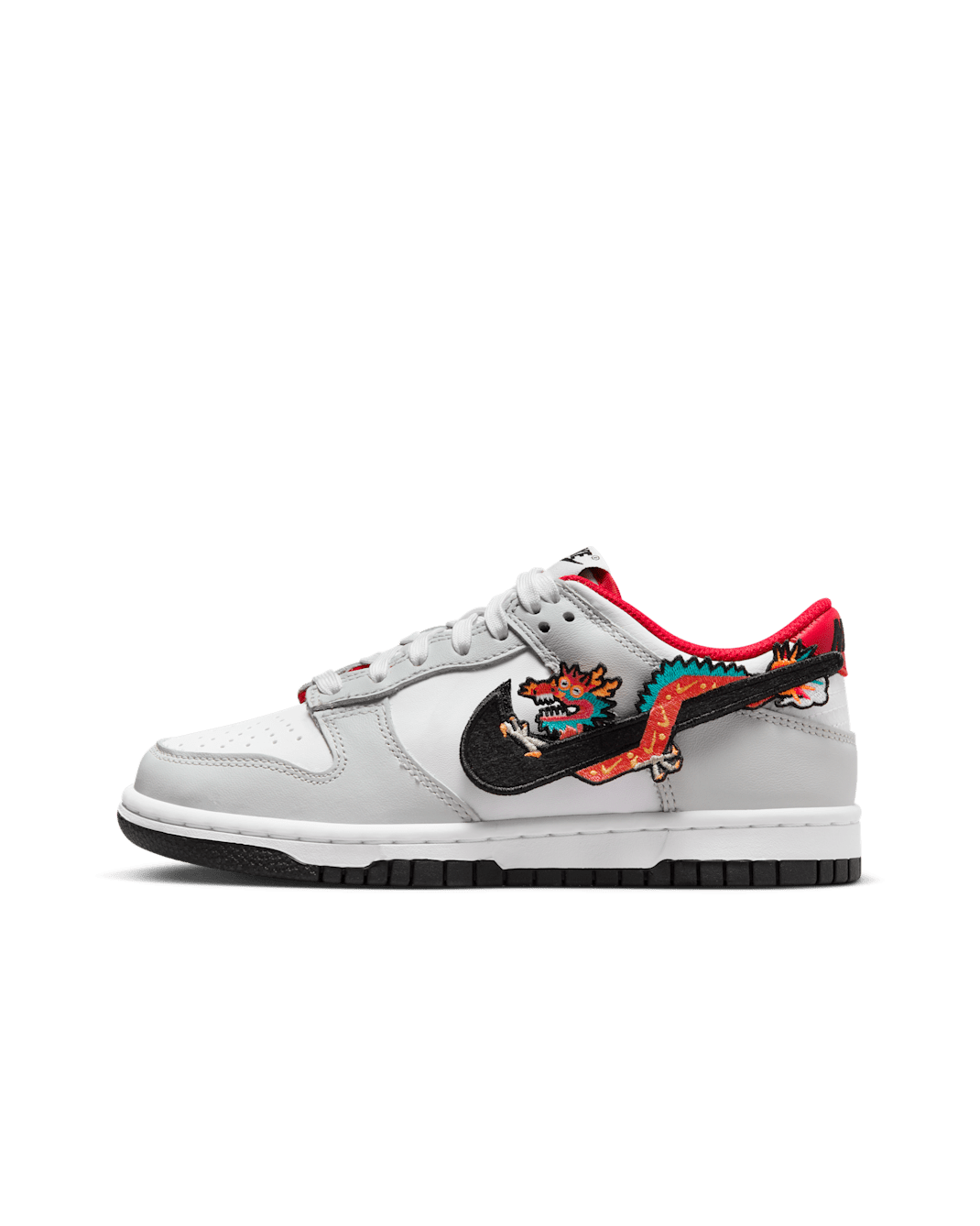 Nike Dunk Low 'Lunar New Year' Older Kids' Shoes - White/White/University Red/Black