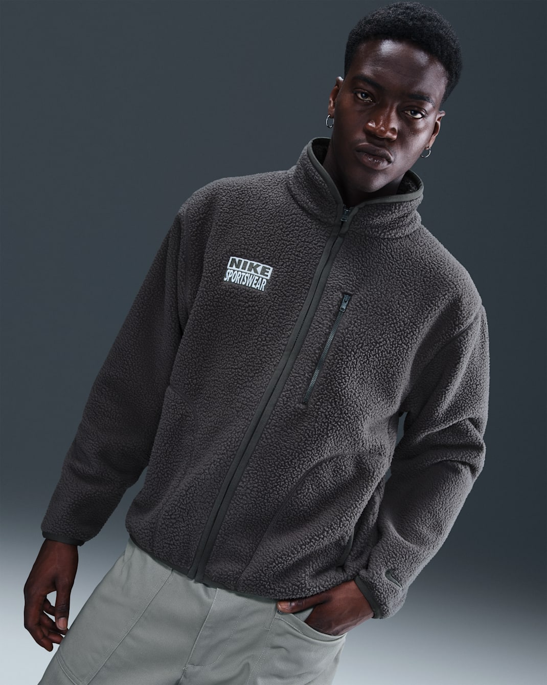 Nike Club Men's Winter Jacket - Medium Ash/White/Medium Ash