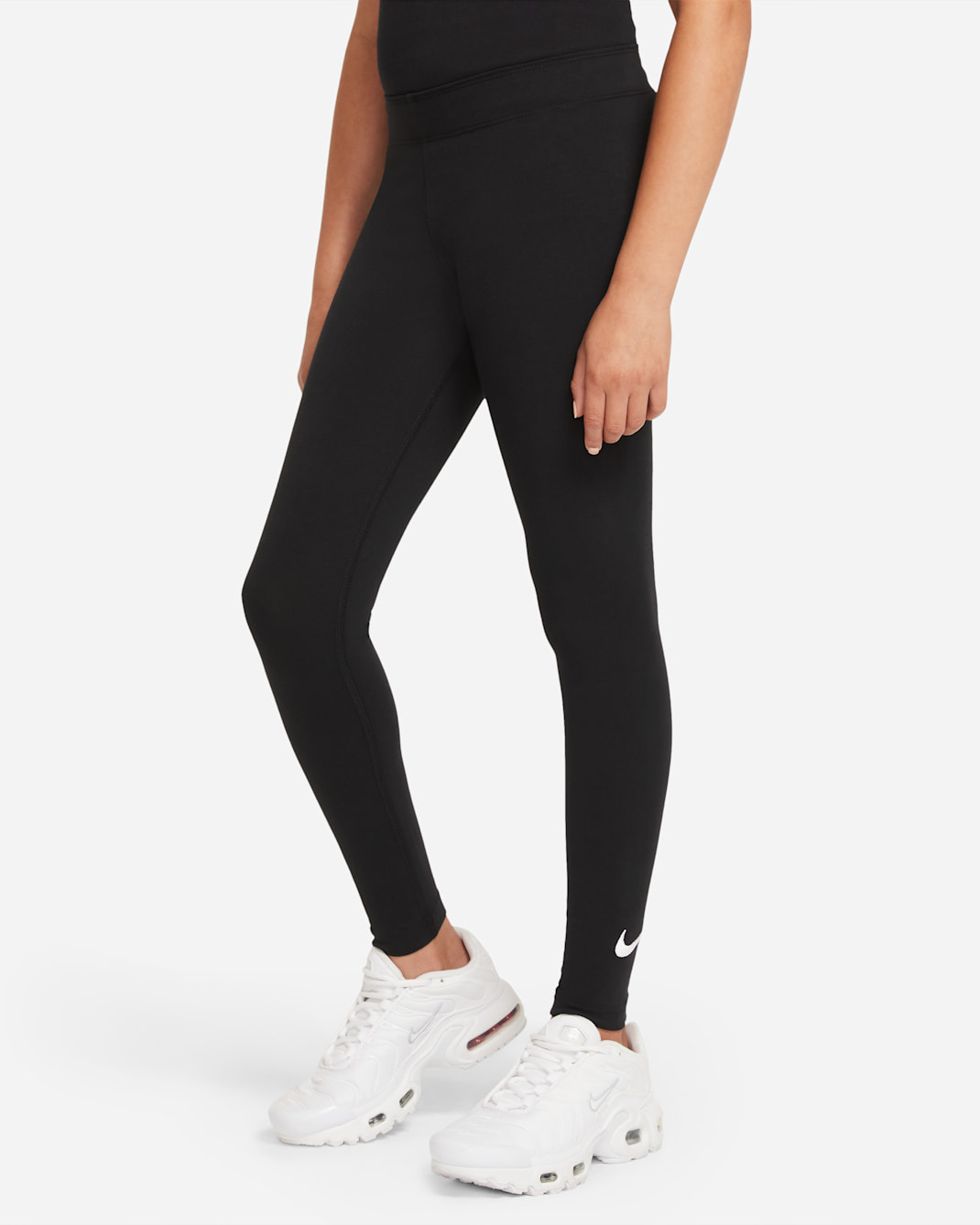 Nike Sportswear Favorites 大童 (女童) Swoosh 內搭褲 - 黑色/白色