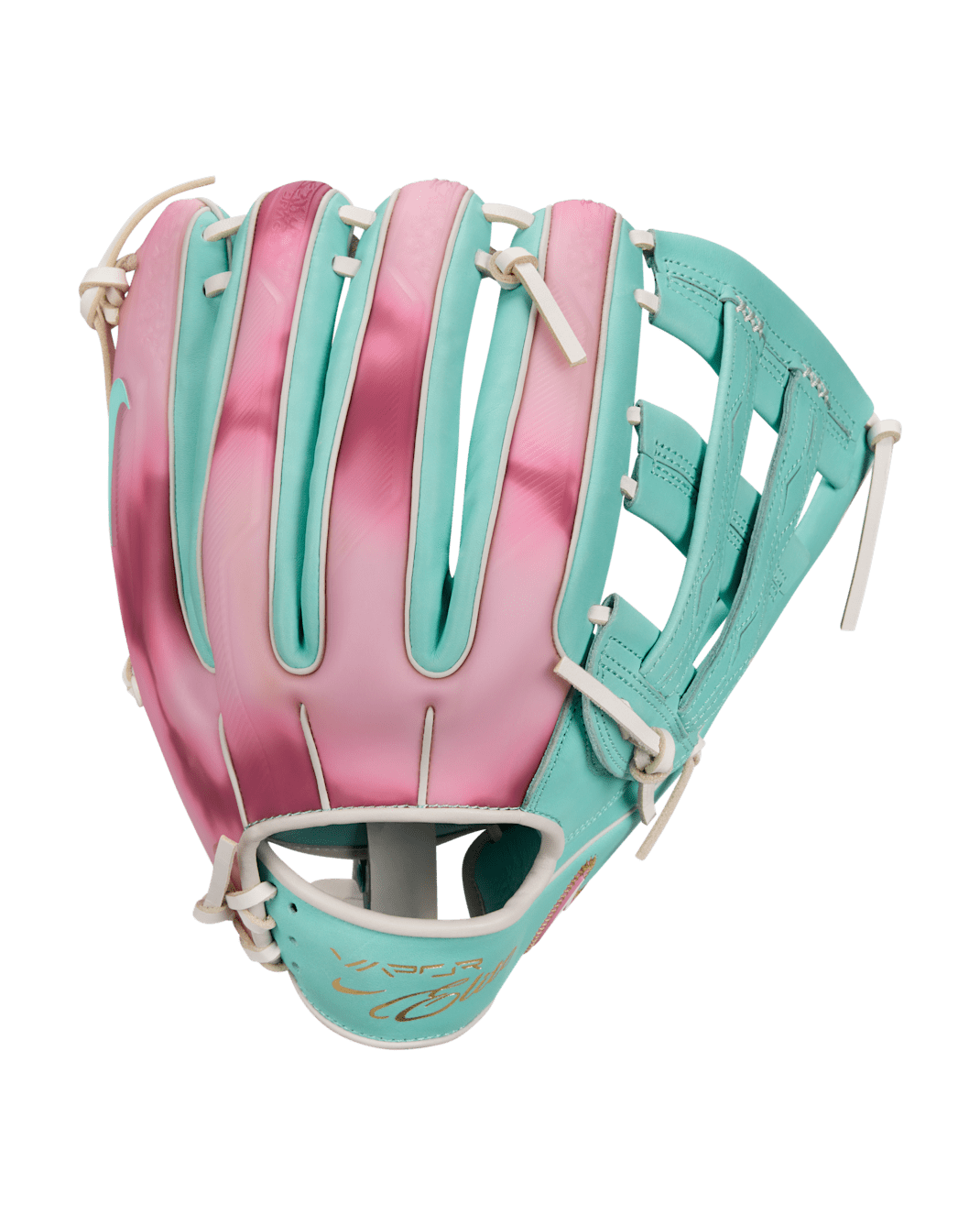 Nike Vapor Elite Baseball Outfield H-Web Fielding Glove - Right Hand Throw - Medium Mint/White/Shy Pink