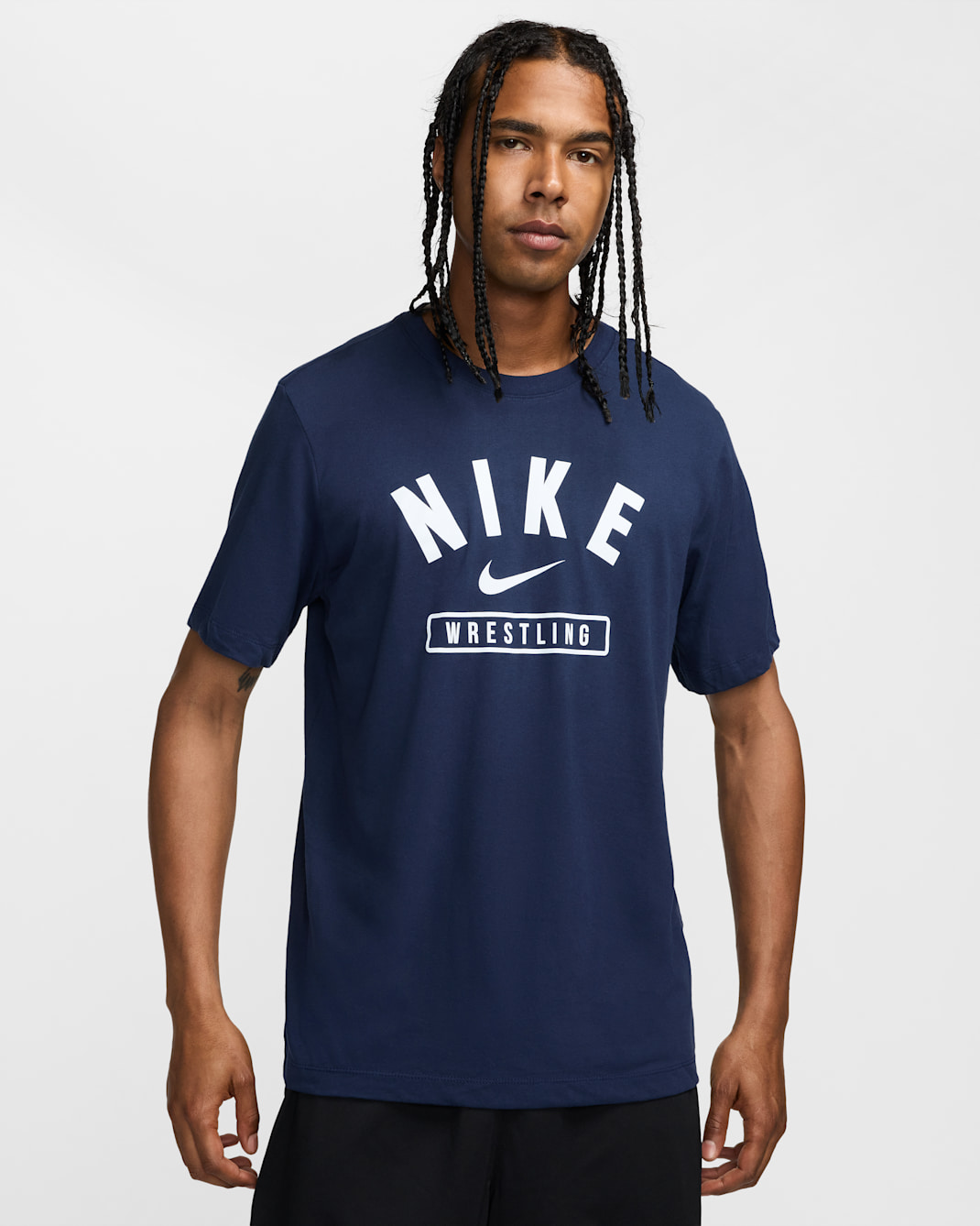 Playera de lucha para hombre Nike - Azul marino universitario/Blanco