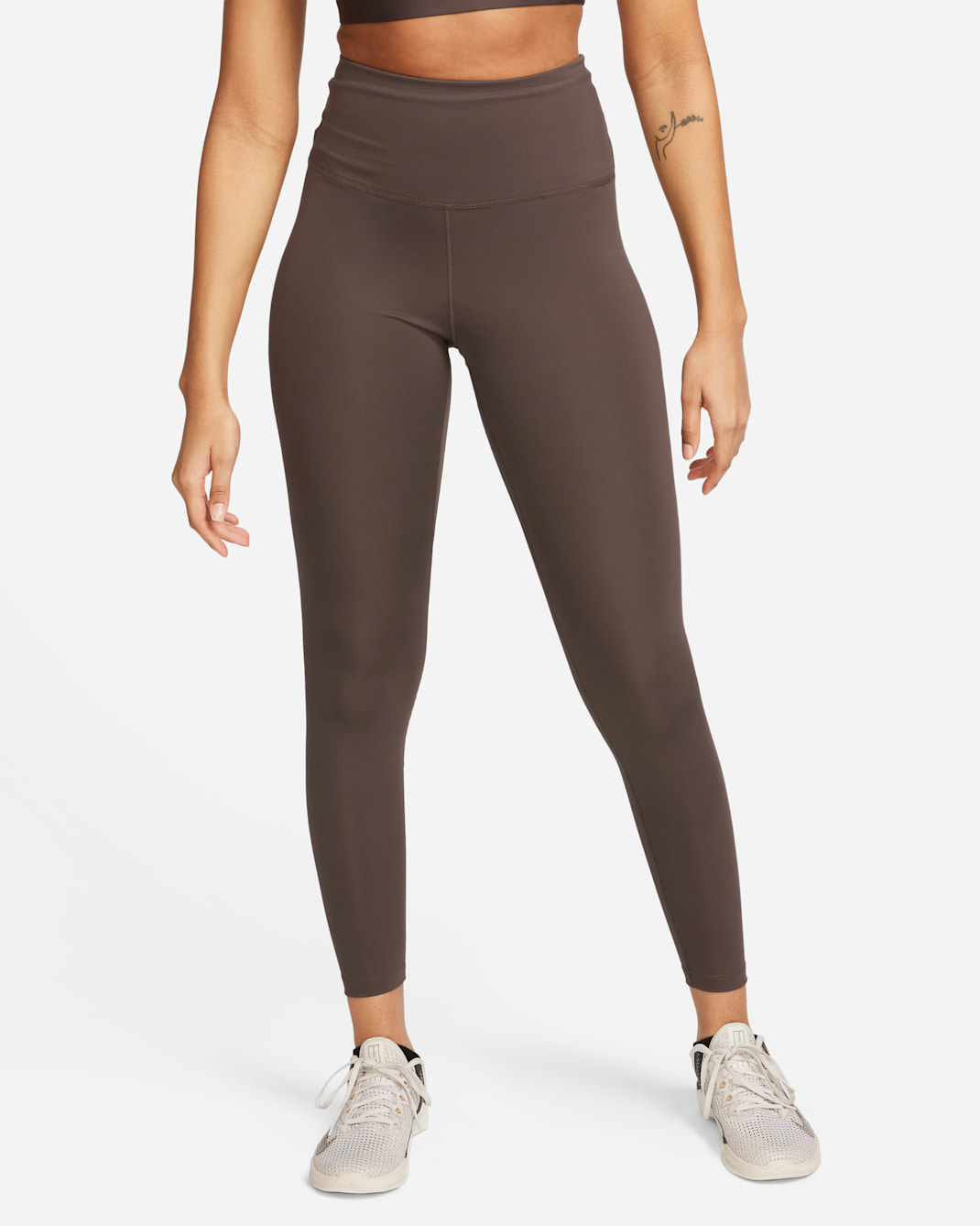 Leggings de cintura subida Nike One para mulher - Castanho Baroque/Branco
