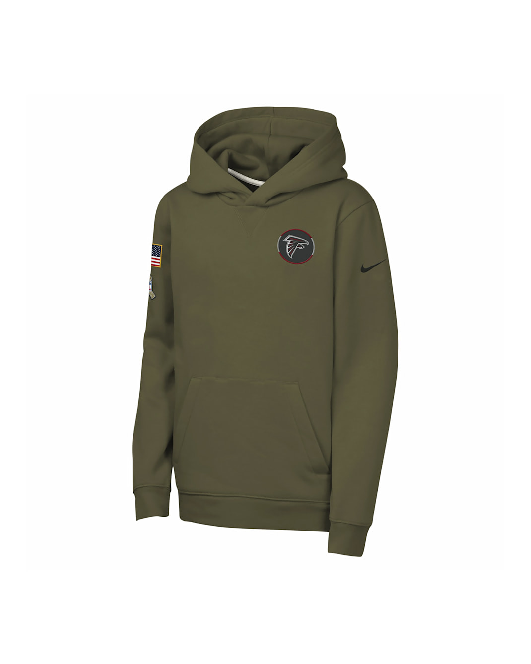 Sudadera con gorro sin cierre para niños grandes "Salute to Service" Nike Club Fleece de la NFL de los Atlanta Falcons - Oliva