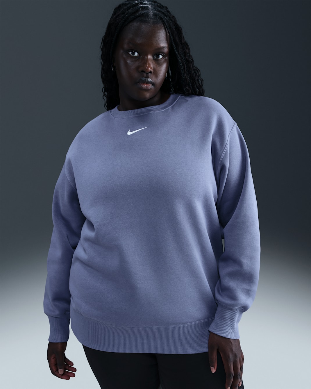 Sudadera oversized de cuello redondo de tejido Fleece para mujer (talla grande) Nike Sportswear Phoenix - Índigo mundial/Vela