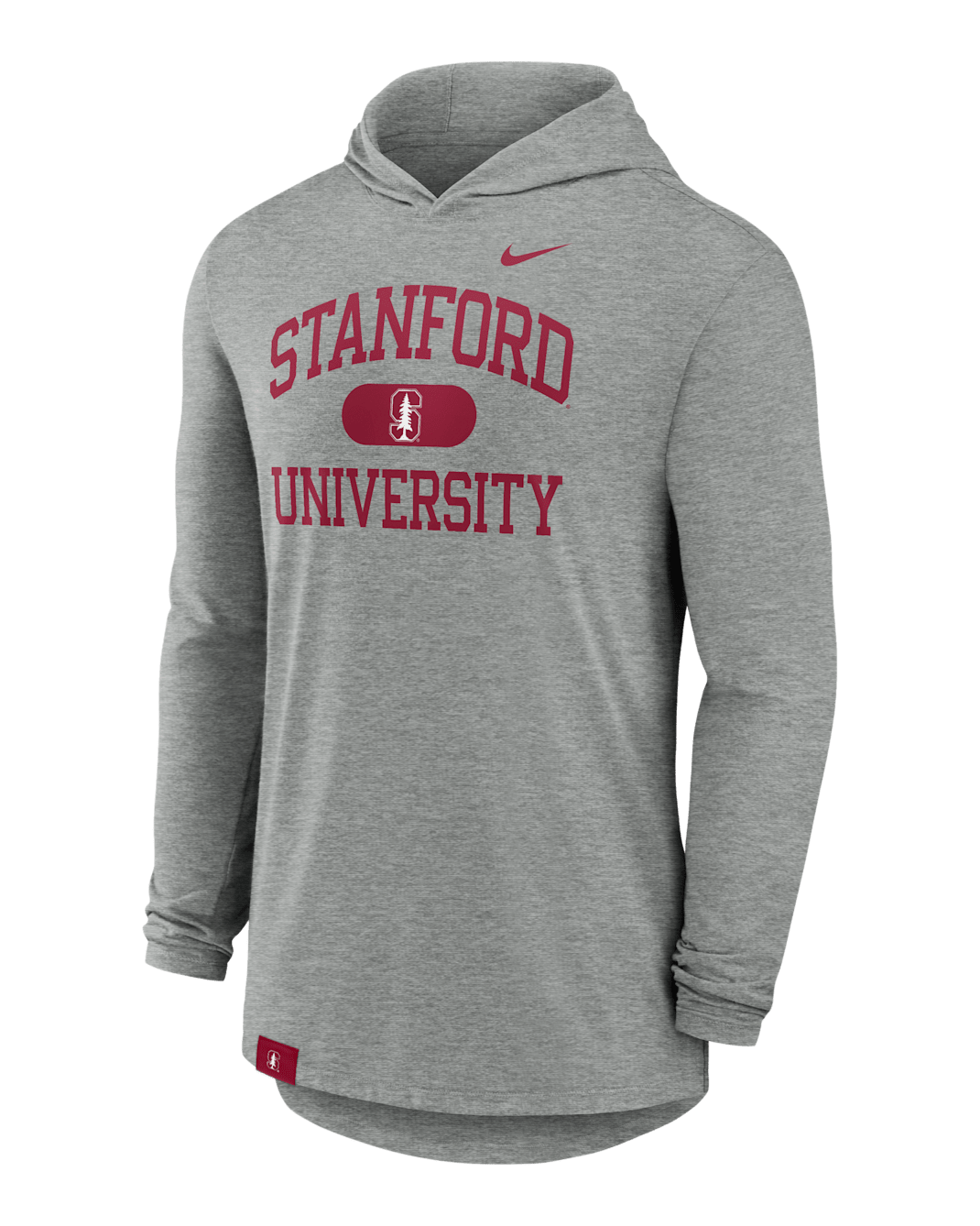 Playera de manga larga universitaria Nike Dri-FIT con gorro para hombre Stanford Cardinal Blitz - Gris jaspeado