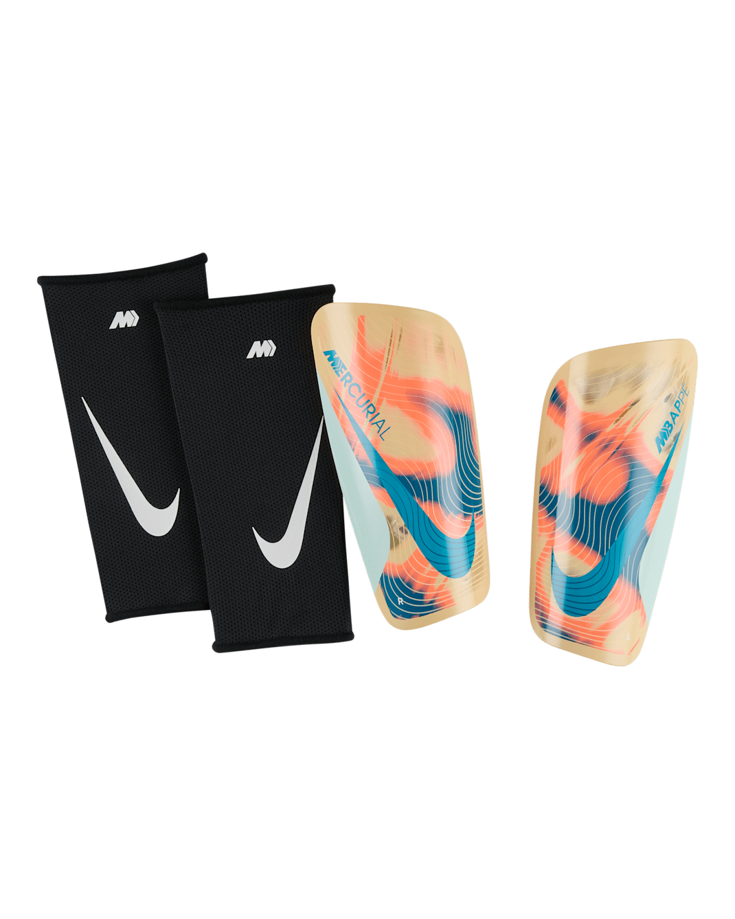 Nike Mercurial Lite 'Kylian Mbappé' Football Shinguards - Guava Ice/Melon Tint/Green Abyss