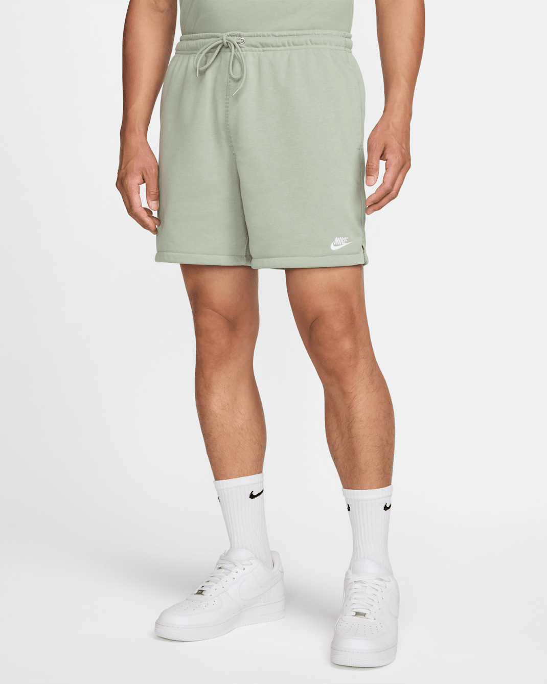 กางเกงขาสั้นผ้าเฟรนช์เทรีผู้ชาย Flow Nike Club - Jade Horizon/Jade Horizon/ขาว