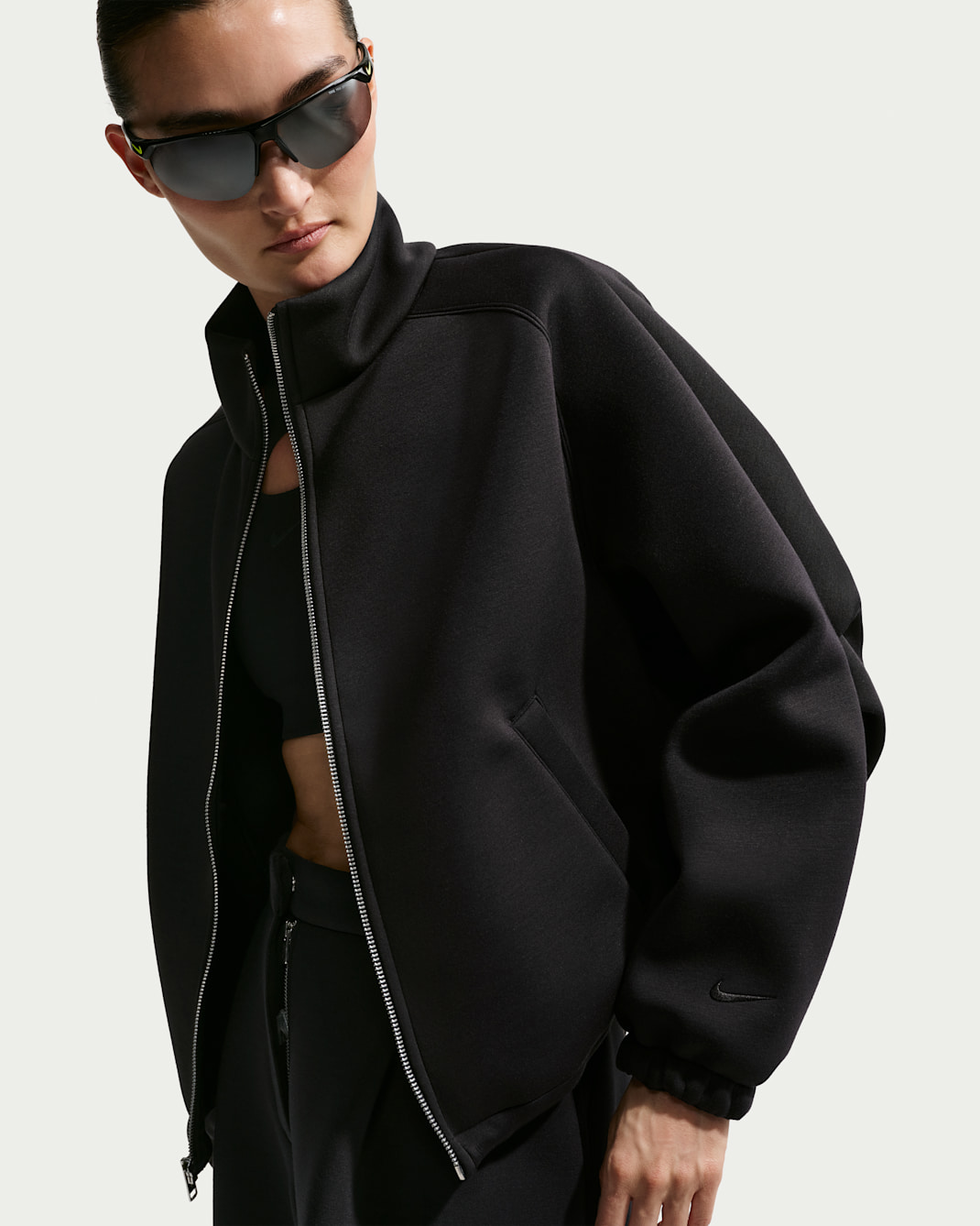 나이키 스포츠웨어 여성 오버사이즈 플리스 트랙 재킷 - 블랙/블랙