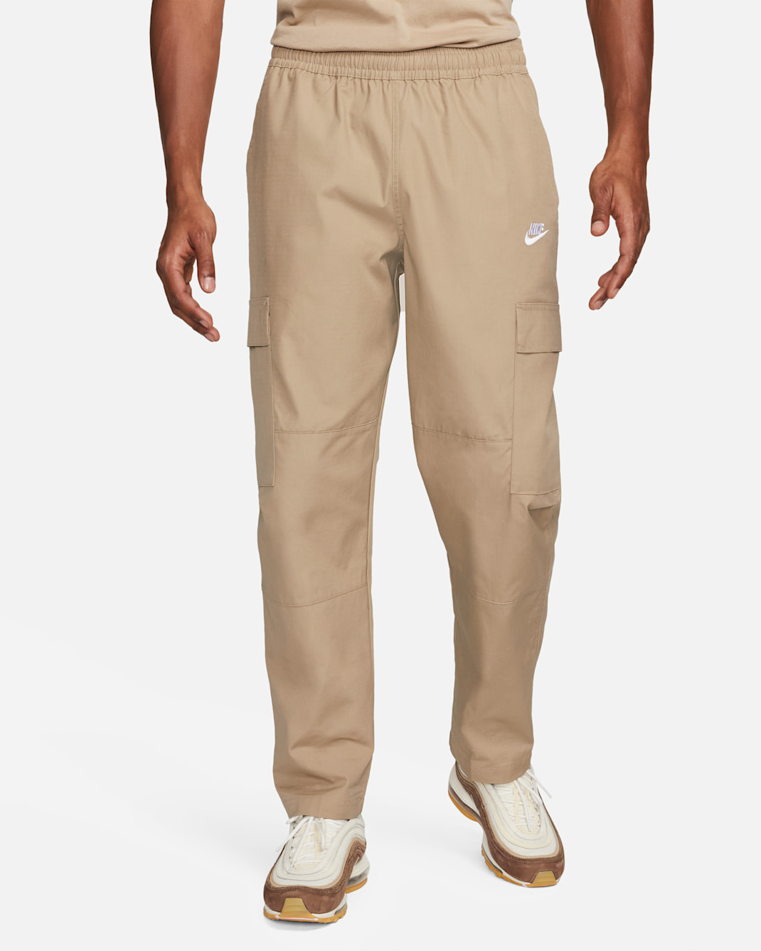Pants cargo de tejido Woven para hombre Nike Club - Caqui/Blanco