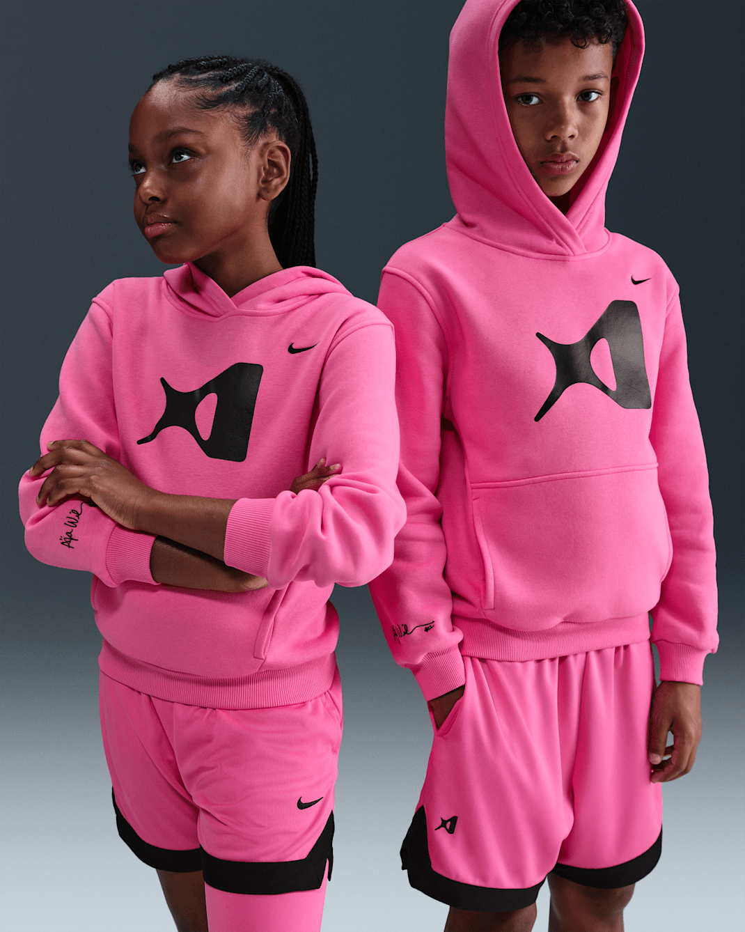 A'ja Wilson Club Fleece Big Kids' Hoodie - Pinksicle/Black
