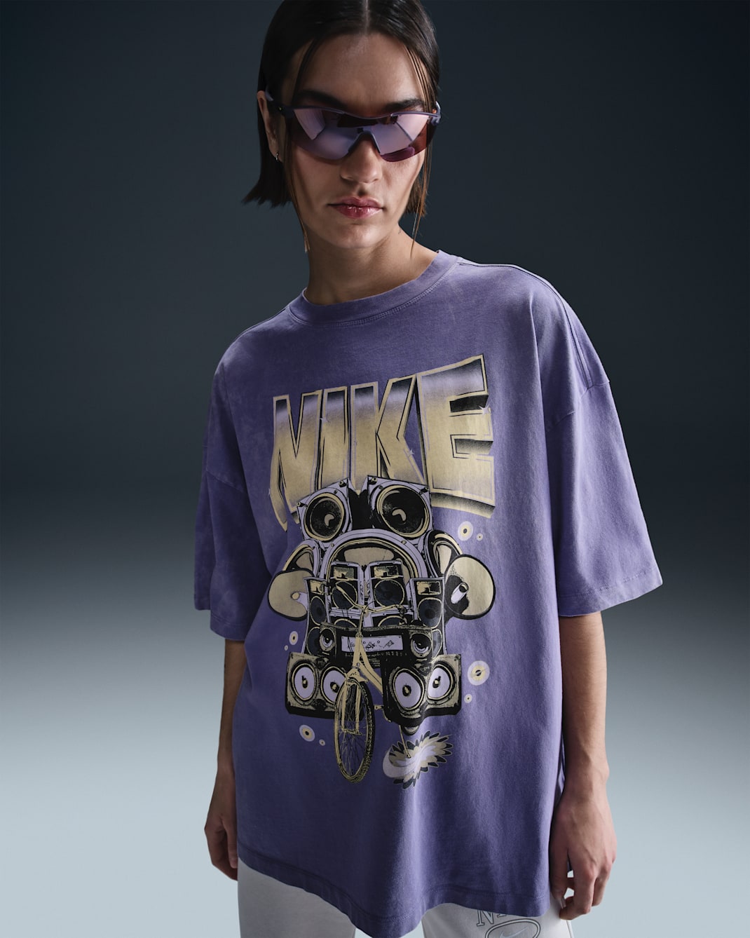 Playera de manga corta oversized para mujer Nike Sportswear - Amatista empolvado