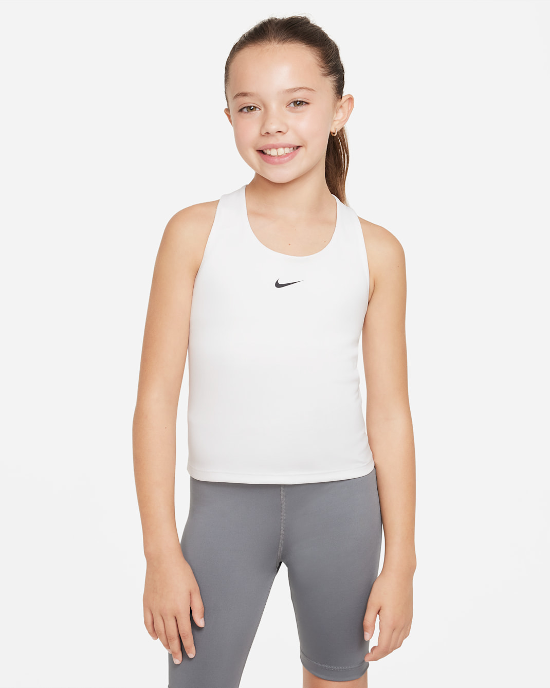 Nike Swoosh Older Kids' (Girls') Tank Sports Bra - White/Black