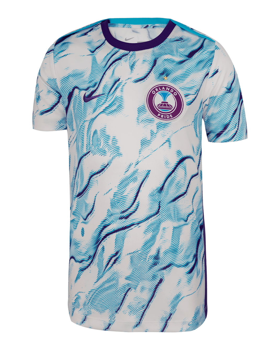 Orlando Pride 2025 Big Kids' Nike NWSL Short-Sleeve Pre-Match Top - Field Purple/White