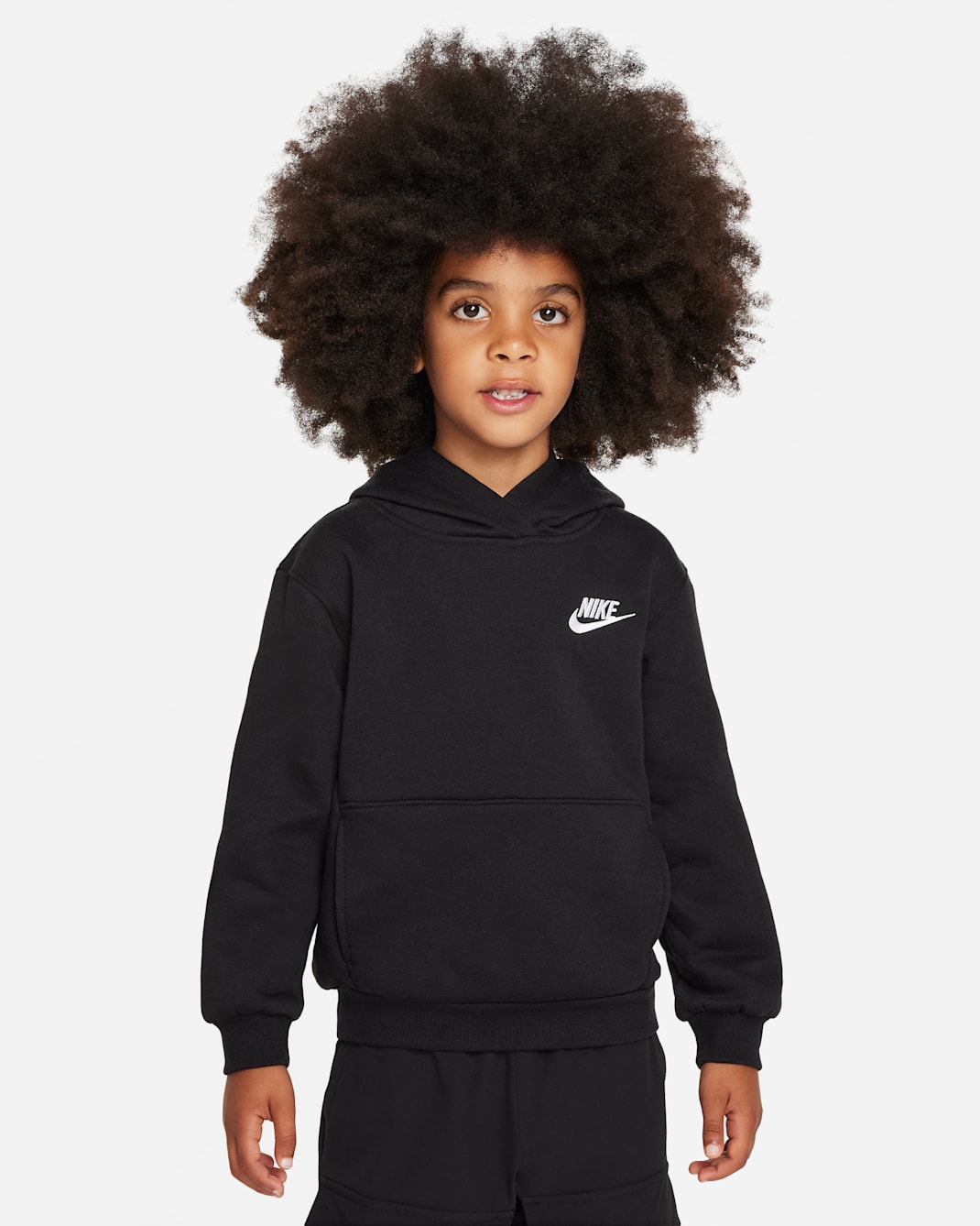 Μπλούζα με κουκούλα Nike Sportswear Club Fleece Pullover για μικρά παιδιά - Μαύρο