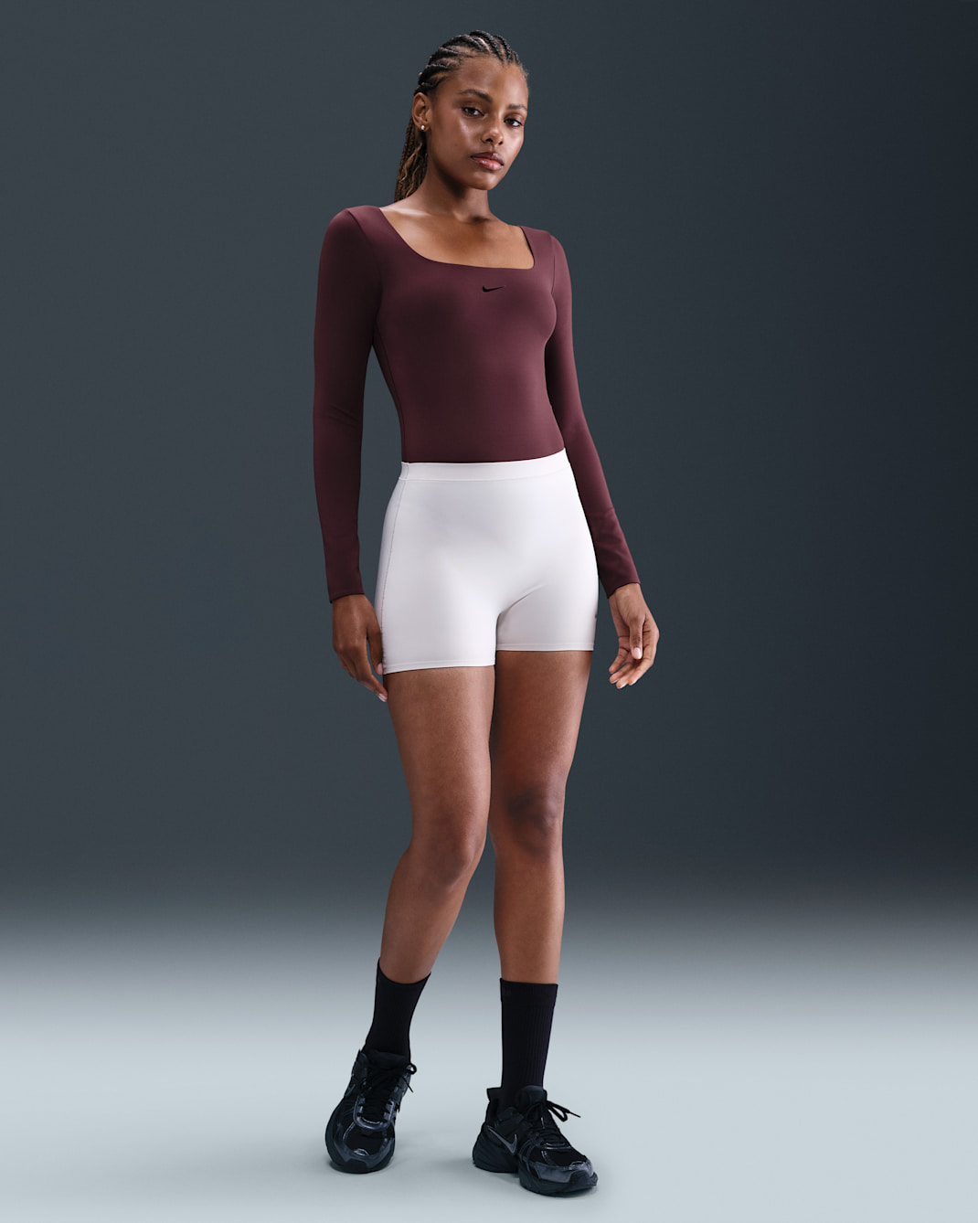 Nike Form Women's Long-Sleeve Bodysuit - Burgundy Crush/Burgundy Ash