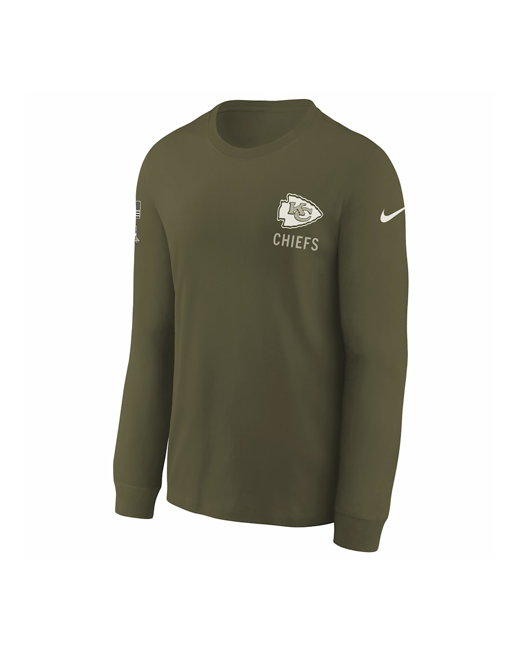 Playera de manga larga Nike de la NFL para niños talla grande Kansas City Chiefs Salute to Service Sideline - Oliva