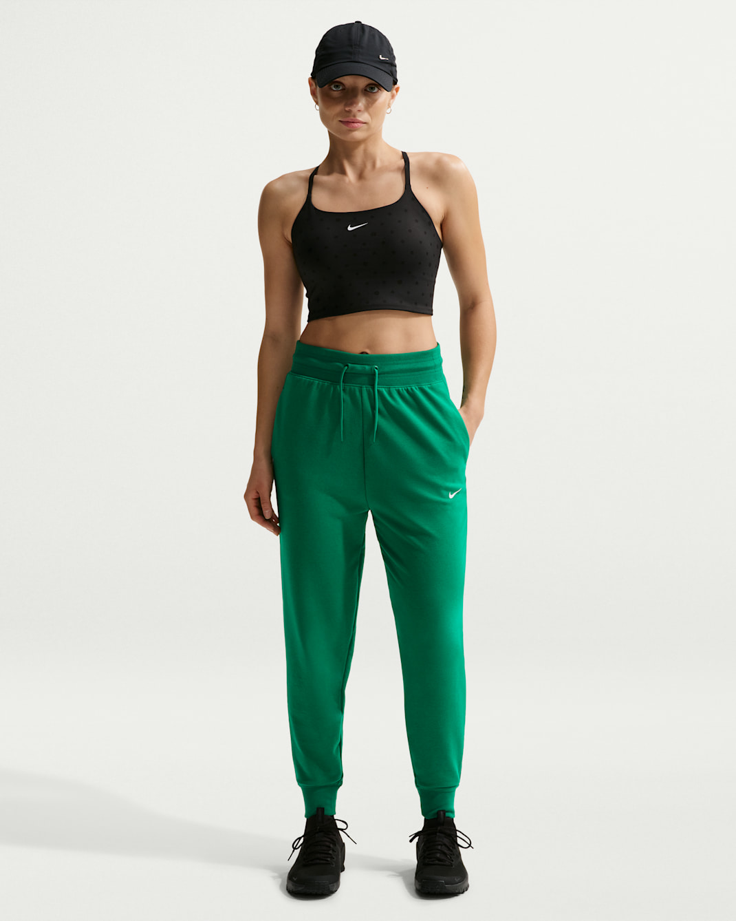 Nike Dri-FIT One Women's High-Waisted 7/8 French Terry Joggers - Malachite/White