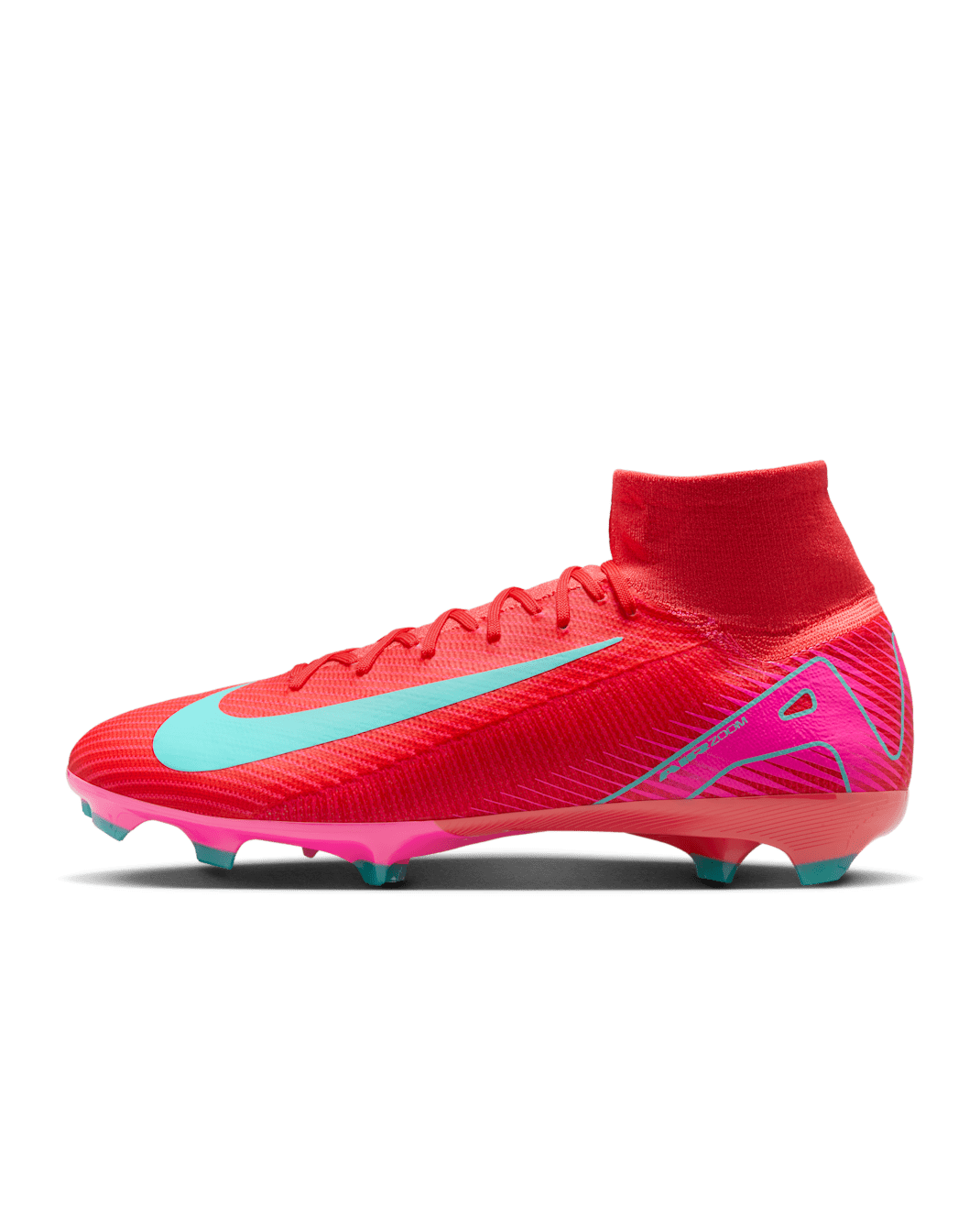 Nike Mercurial Superfly 10 Pro Firm-Ground High-Top Football Boot - Ember Glow/Aurora Green