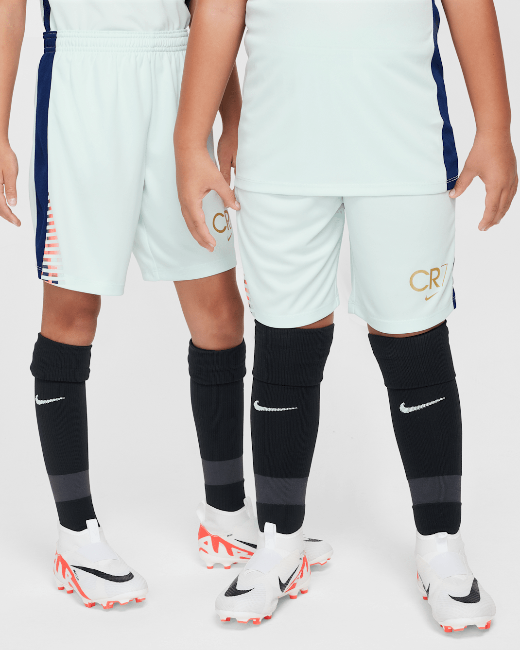 CR7 Academy Older Kids' Dri-FIT Football Shorts - Barely Green/Blue Void/Metallic Gold