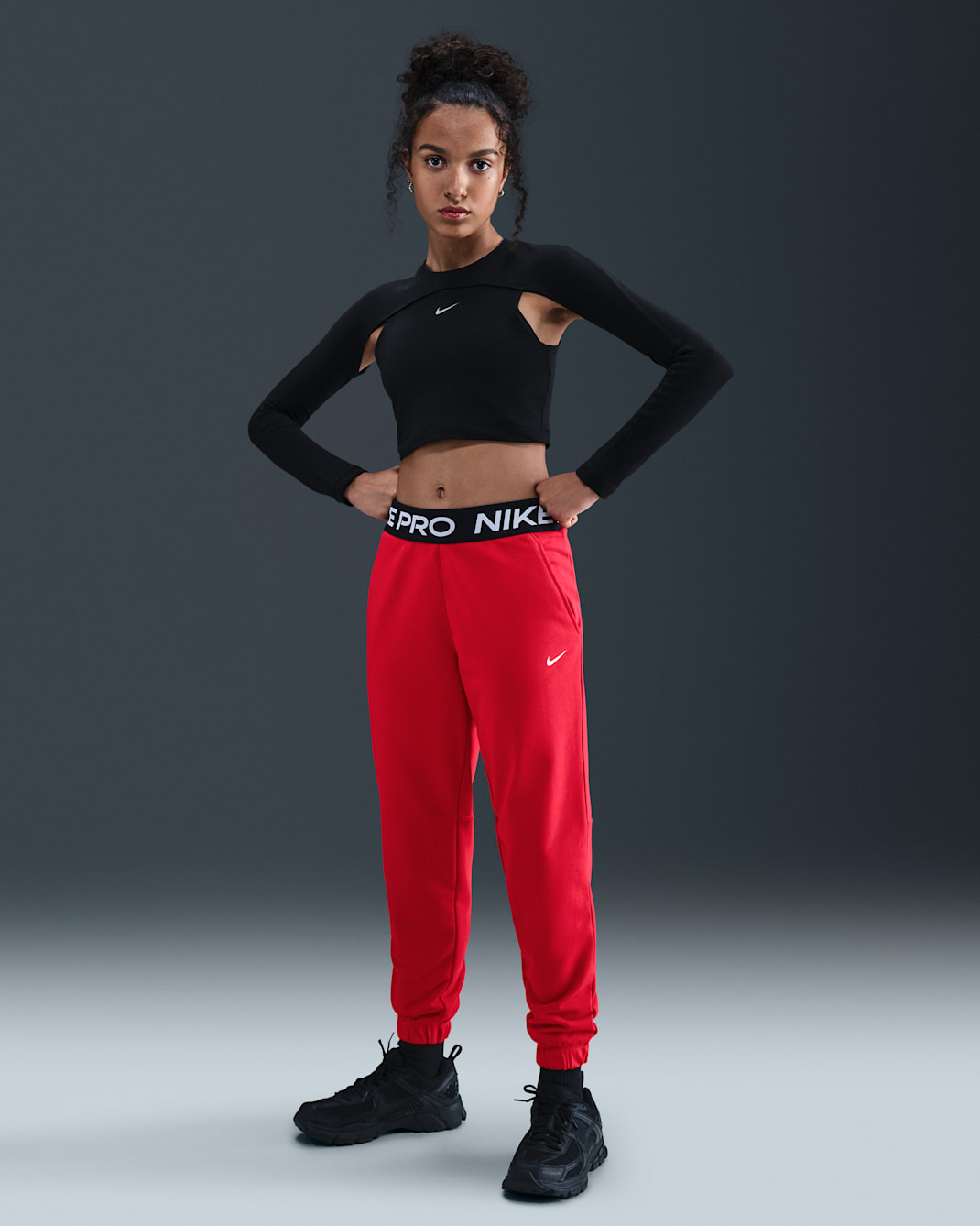 Nike Pro Fleece Big Kids' (Girls') Dri-FIT Joggers - University Red/University Red/Black/White