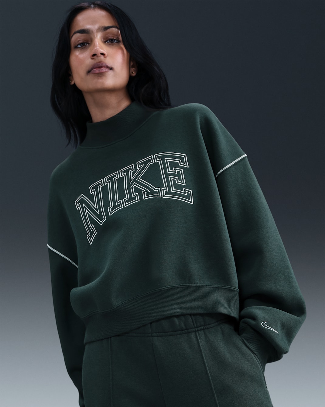 Nike Sportswear Phoenix Fleece Women's Mock-Neck Sweatshirt - Seaweed