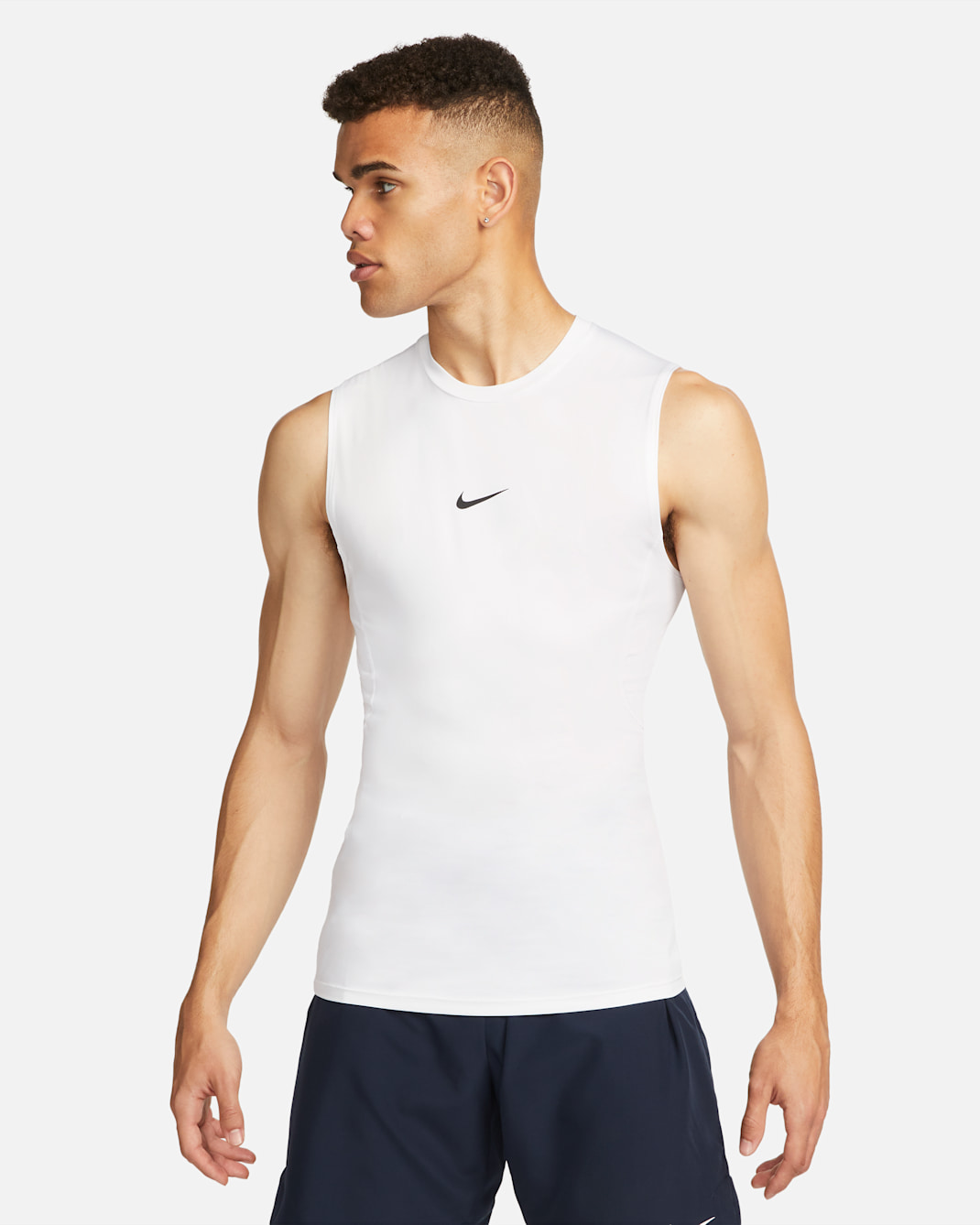 Nike Pro Dri-FIT strakke, mouwloze fitnesstop voor heren - Wit/Zwart