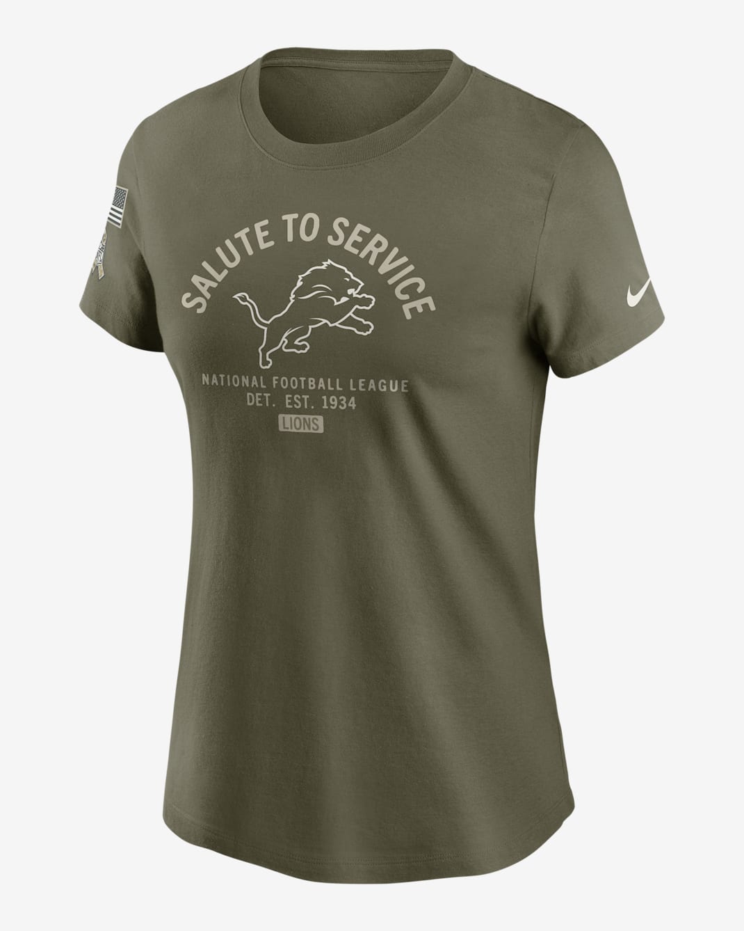 Playera Nike de la NFL para mujer Detroit Lions Salute to Service Sideline - Oliva