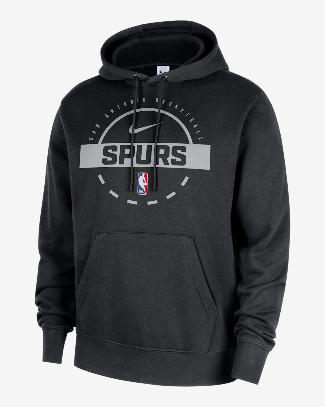 San Antonio Spurs Club Men's Nike NBA Practice Pullover Hoodie - Black/Flat Silver