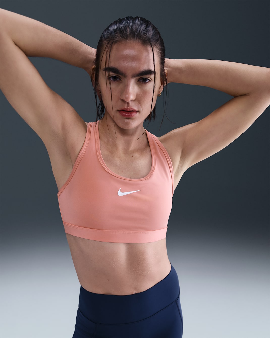 Nike Swoosh Medium Support Women's Padded Sports Bra - Rust Pink/White