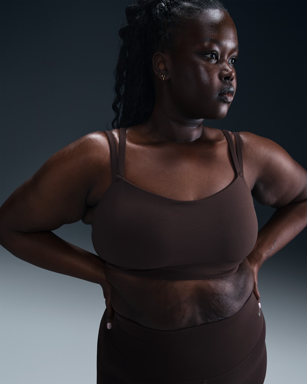 Nike Zenvy Strappy Women's Light-Support Padded Sports Bra (Plus Size) - Baroque Brown/White