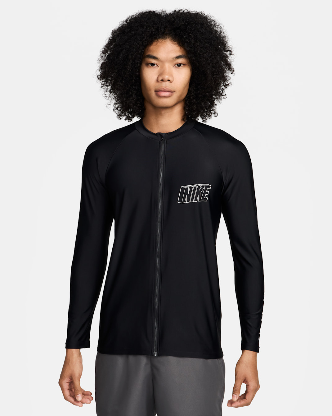 나이키 스윔 3D 남성 긴팔 풀집 하이드로가드 - 블랙/화이트