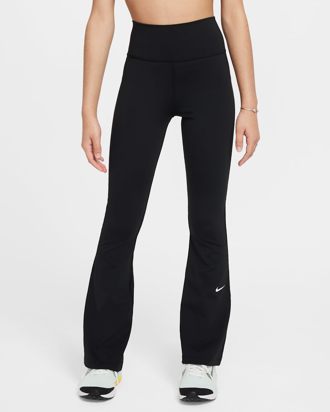 Nike One Girls' Dri-FIT Flared Leggings - Black/White
