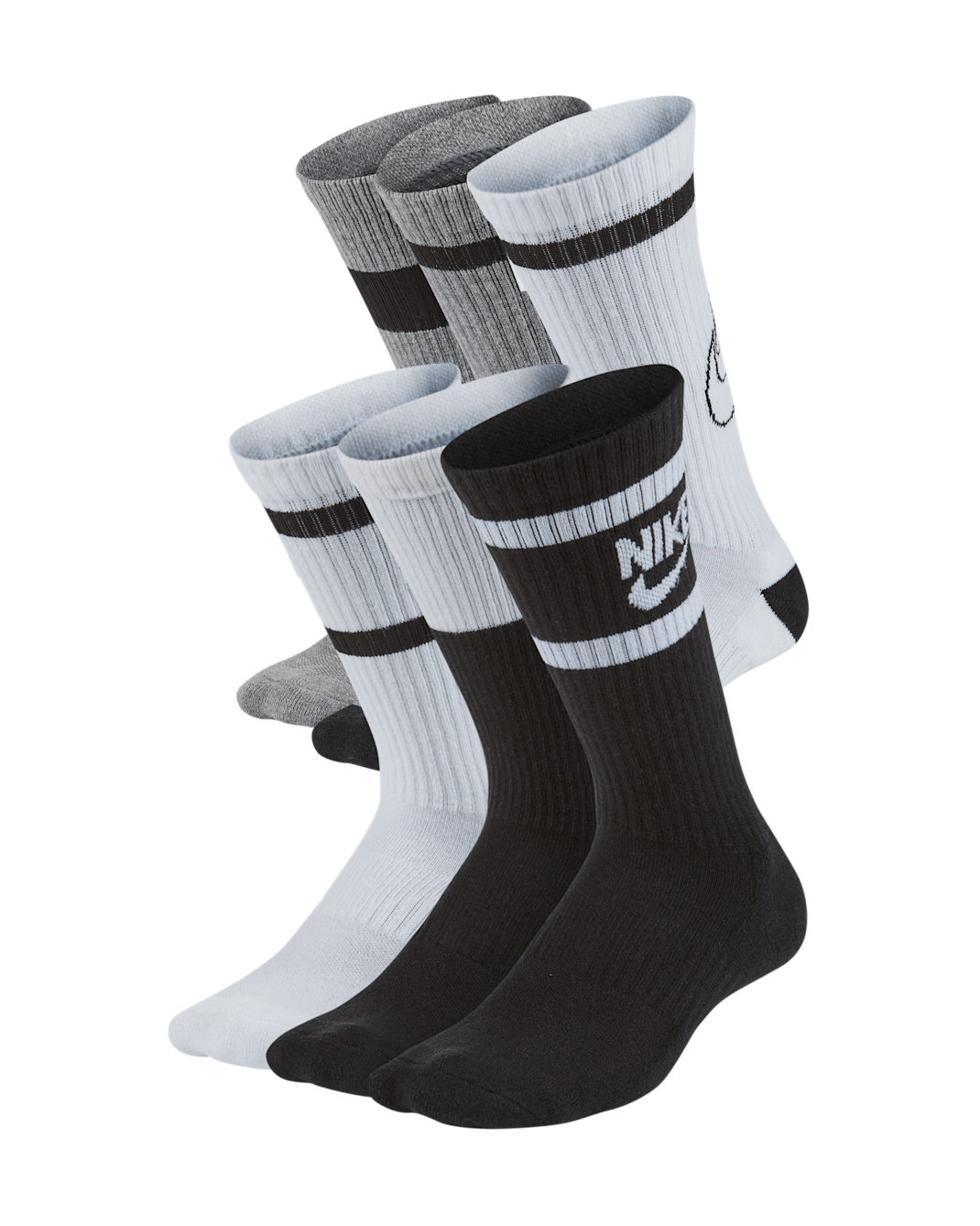 Nike Everyday Kids' Cushioned Crew Socks (6 Pairs) - Multi-Color