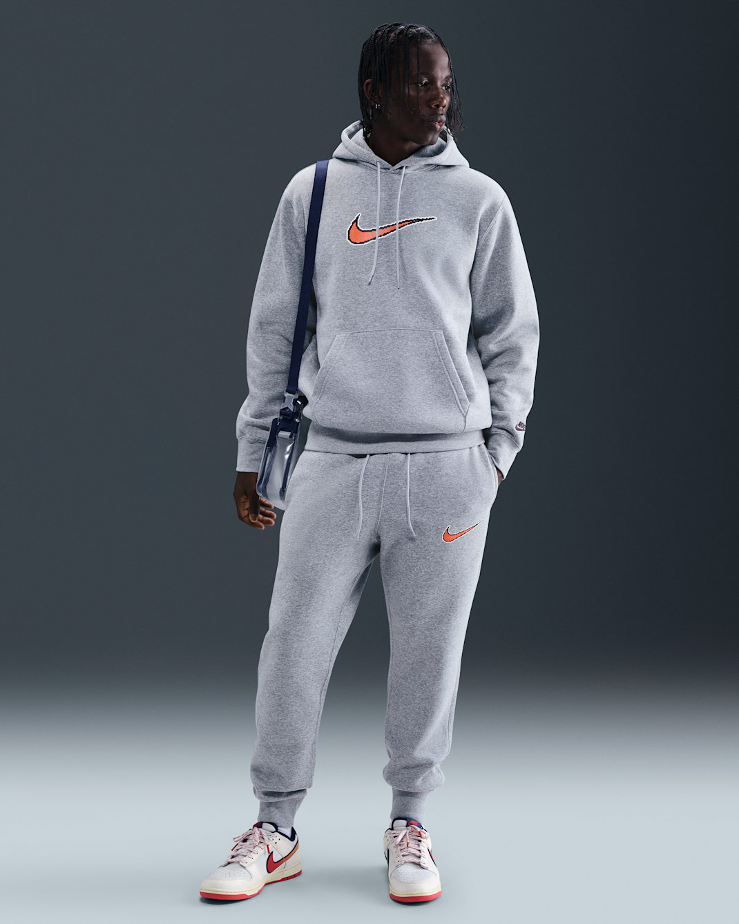 Joggers de tejido Fleece para hombre Nike Sportswear Club - Gris oscuro jaspeado/Gris humo claro/Negro