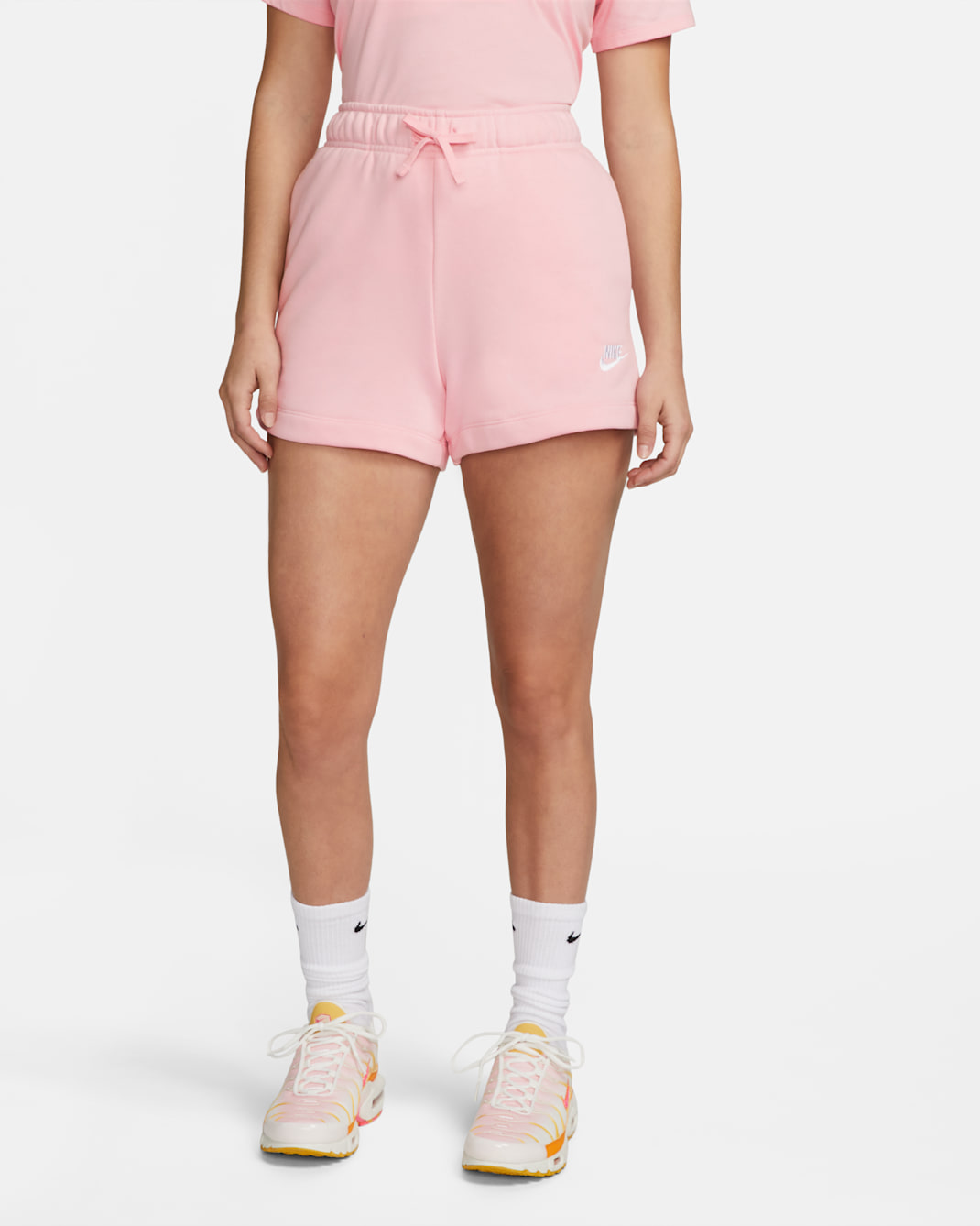 Nike Sportswear Club Fleece Women's Mid-Rise Shorts - Medium Soft Pink/White