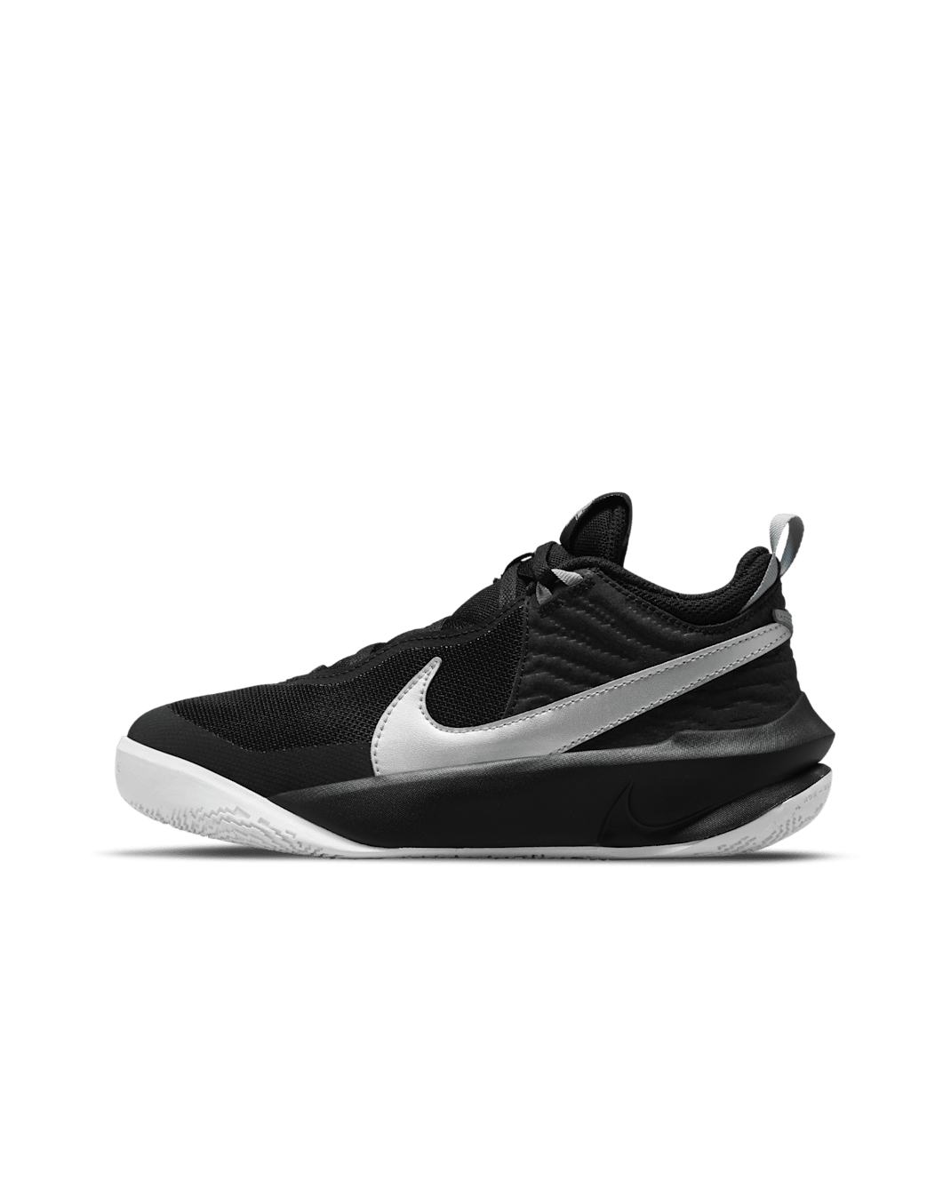 Nike Team Hustle D 10 Big Kids' Basketball Shoes - Black/Volt/White/Metallic Silver