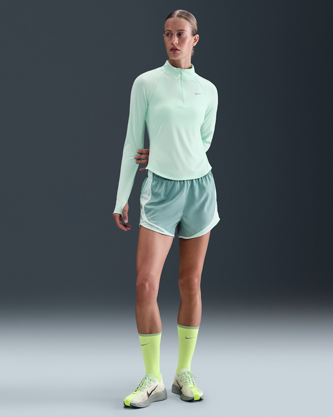 Nike Tempo Women's Dri-FIT Mid-Rise Brief-Lined Running Shorts - Cannon/Mint Foam/Cannon