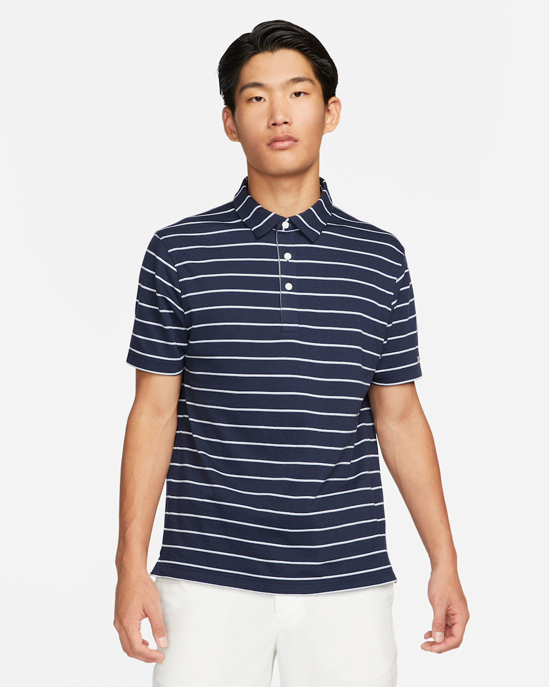 Nike Dri-FIT Player Men's Striped Golf Polo - Obsidian/Brushed Silver