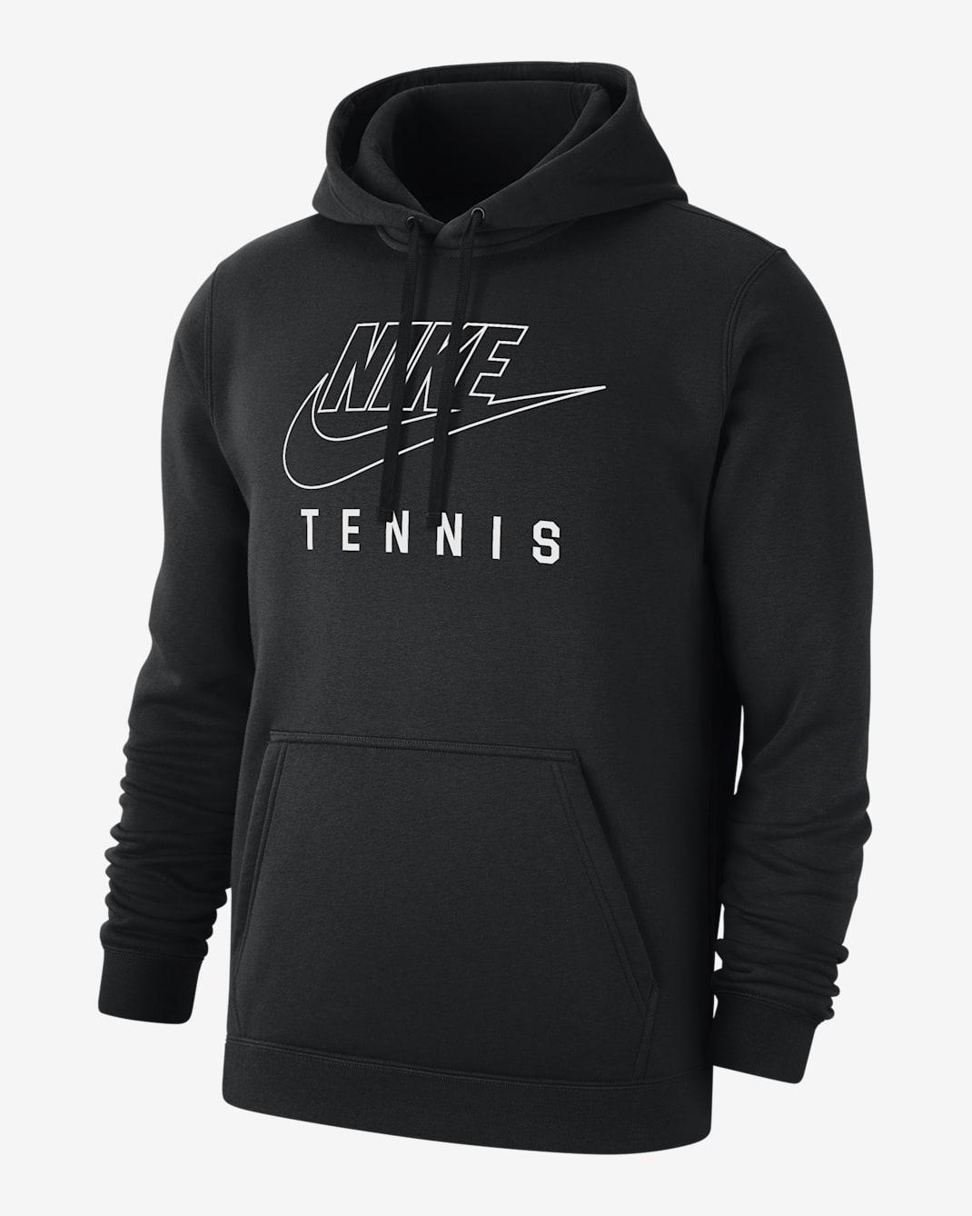 Sudadera con gorro sin cierre de tenis para hombre Nike Swoosh Club Fleece - Negro