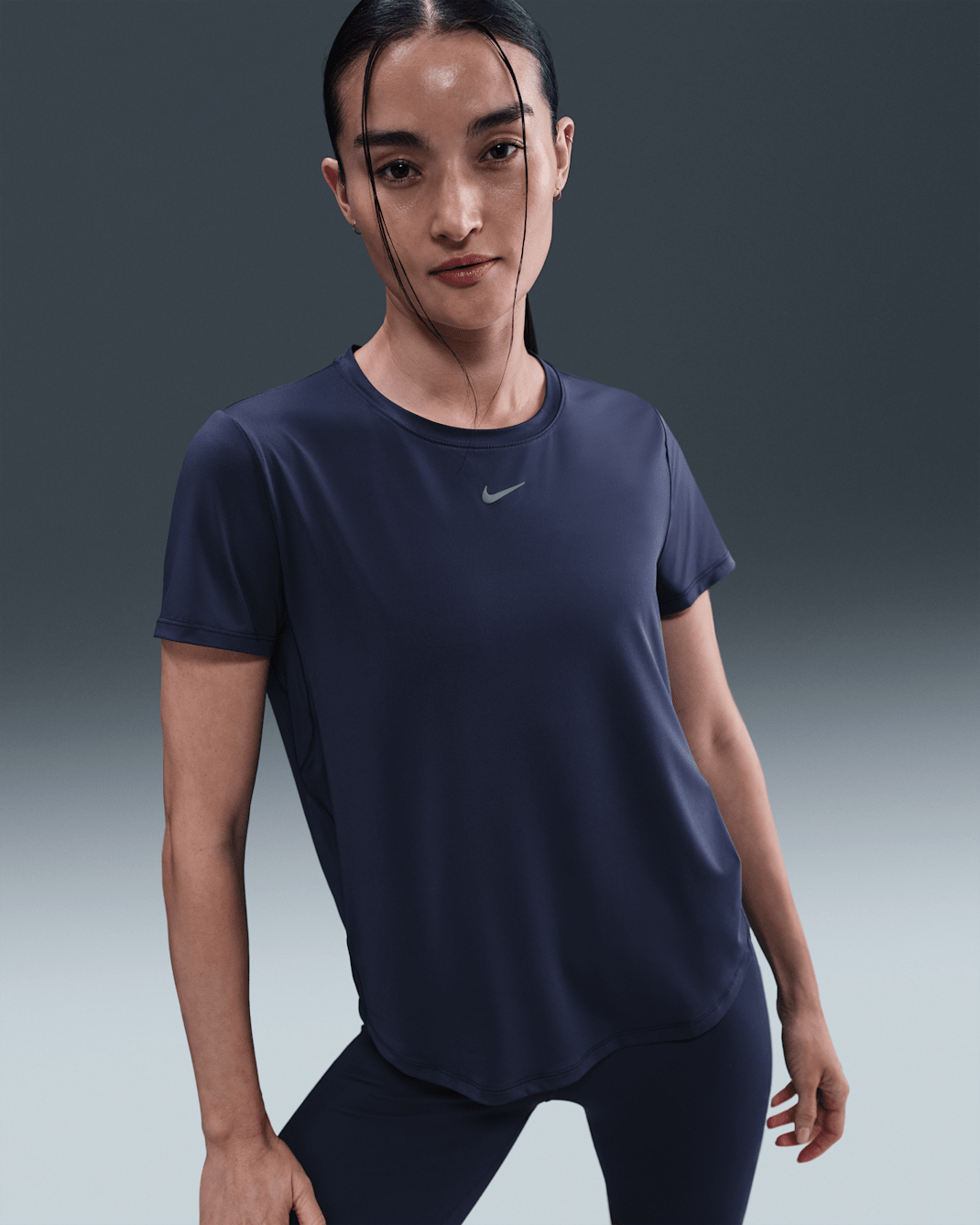 Nike One Classic Women's Dri-FIT Short-Sleeve Top - Midnight Navy/White