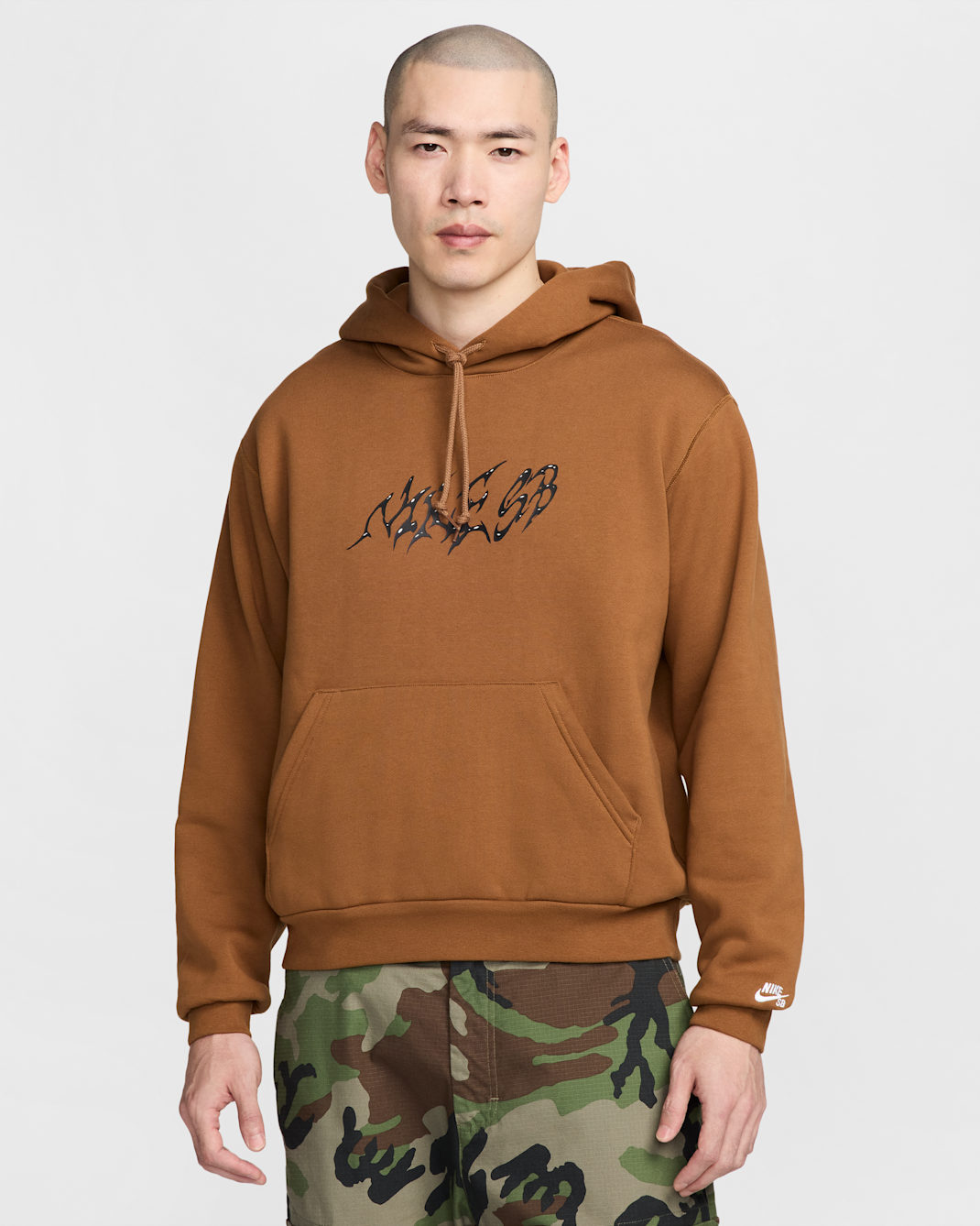 Nike SB Fleece Pullover Skate Hoodie - Light British Tan/White