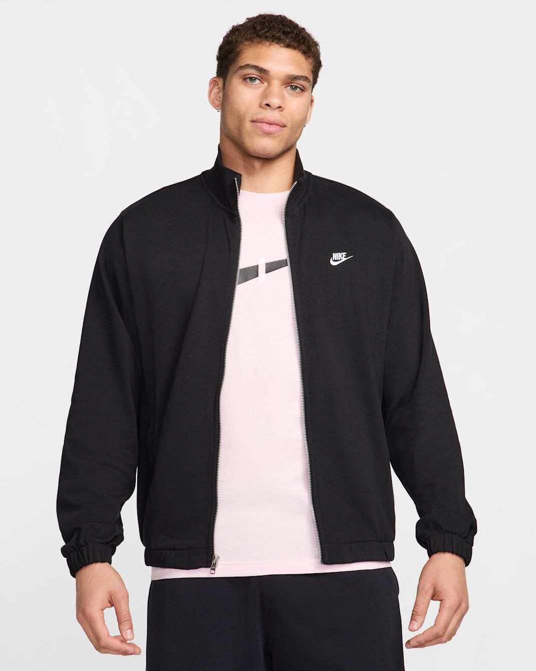 Nike Club Örgü Erkek Ceketi - Siyah/Siyah/Beyaz