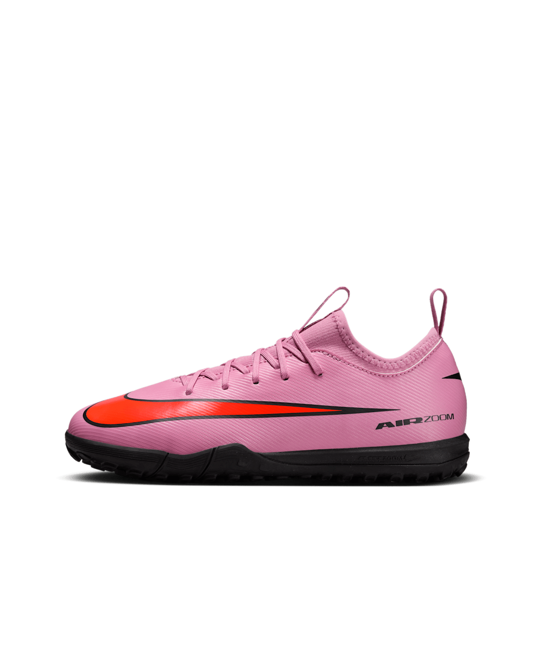 Tacos de fútbol para pasto sintético (turf) de corte low para niños de preescolar y grandes Nike Jr. Mercurial Vapor 16 Academy - Flamenco mágico/Carmesí total/Negro