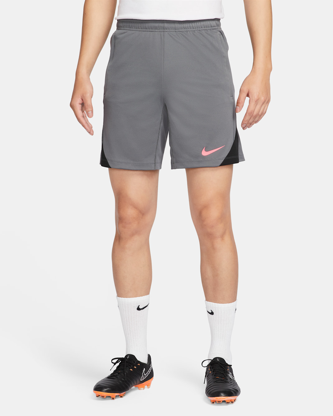 กางเกงฟุตบอลขาสั้น Dri-FIT ผู้ชาย Nike Strike - Iron Grey/Iron Grey/ดำ/Sunset Pulse